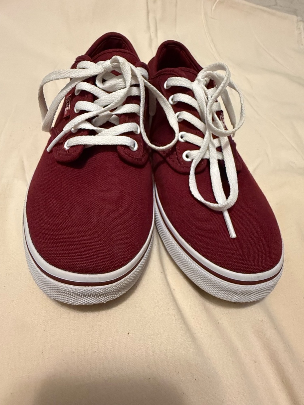 Vans Burgundy Maroon Lace-Up Low Tops- Women's 7.5